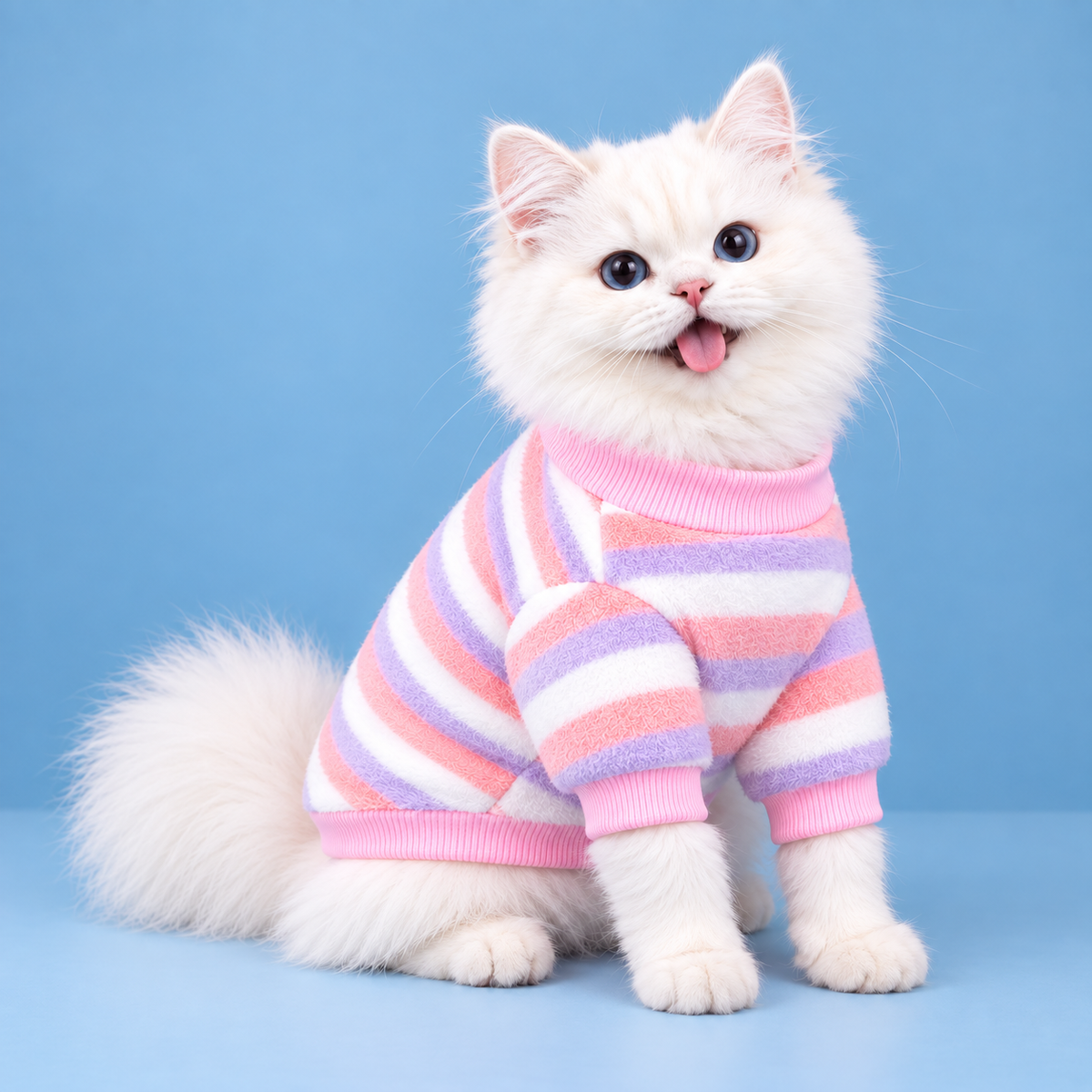 Cozy Striped Pet Sweater for Dogs & Cats – Soft Warm Pet Outfit.