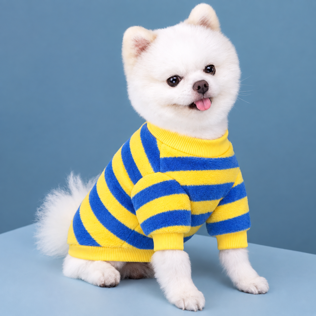 Cozy Striped Pet Sweater for Dogs & Cats – Soft Warm Pet Outfit.