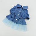 Cute Denim Ruffle Dog Dress for Small Dogs.