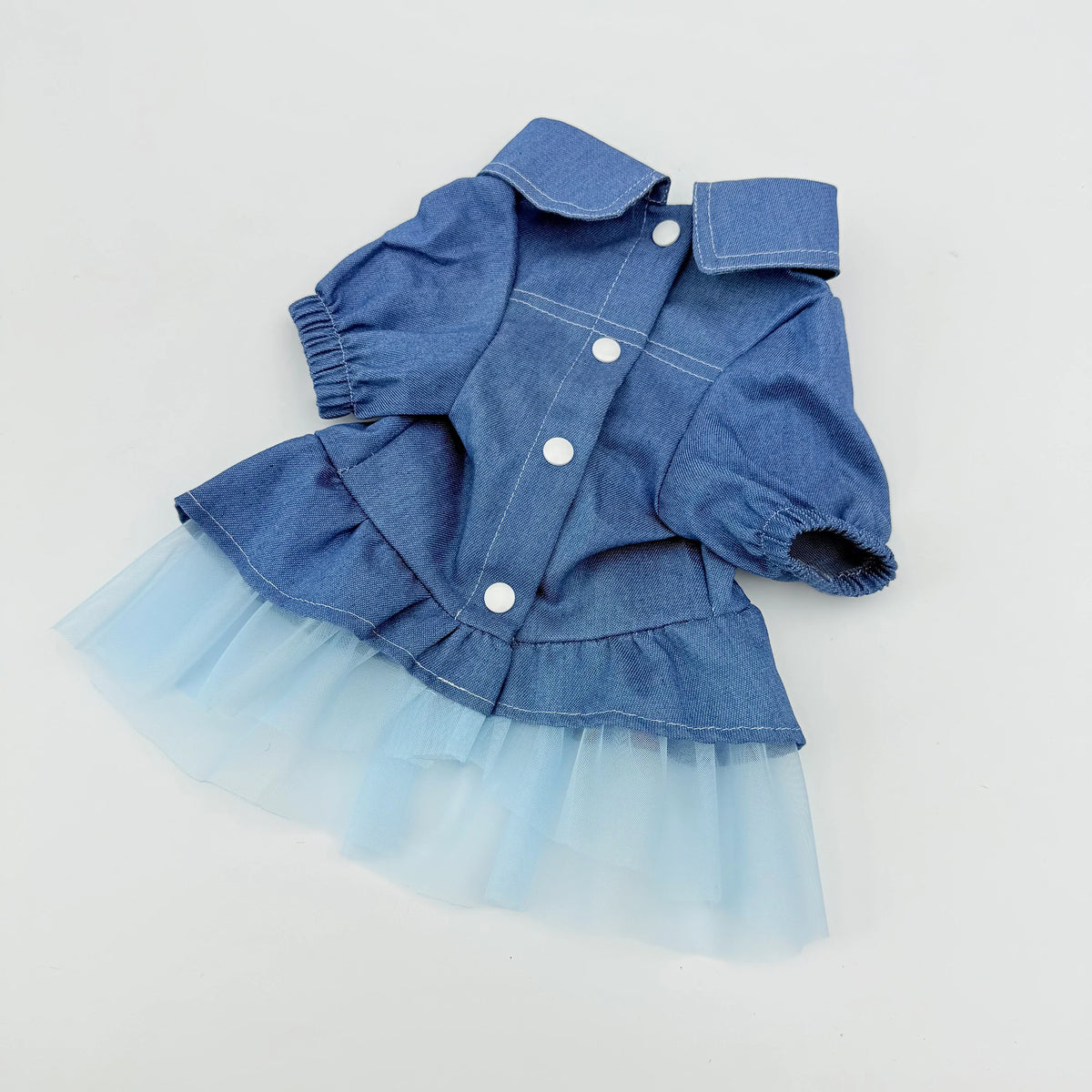 Cute Denim Ruffle Dog Dress for Small Dogs.