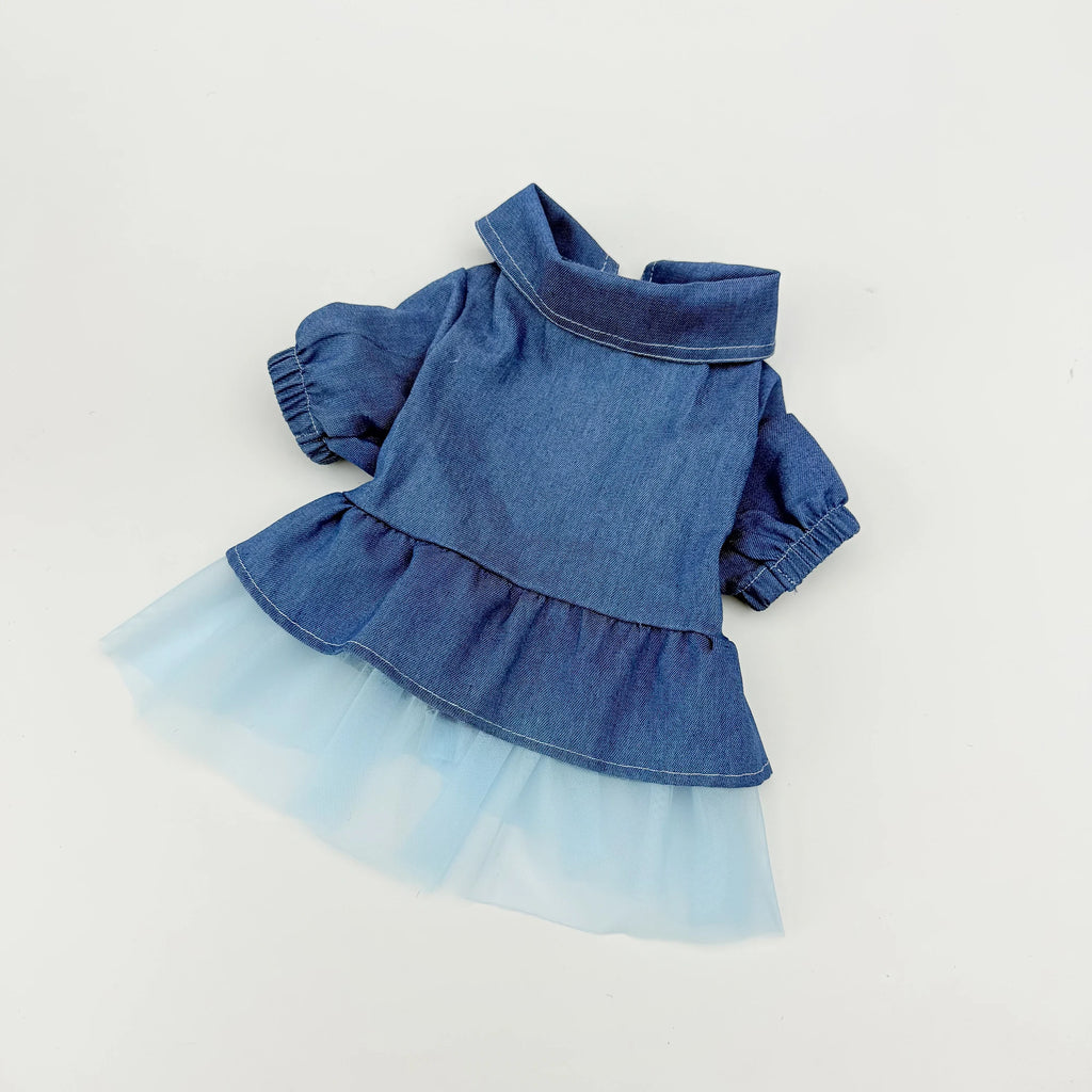 Cute Denim Ruffle Dog Dress for Small Dogs.